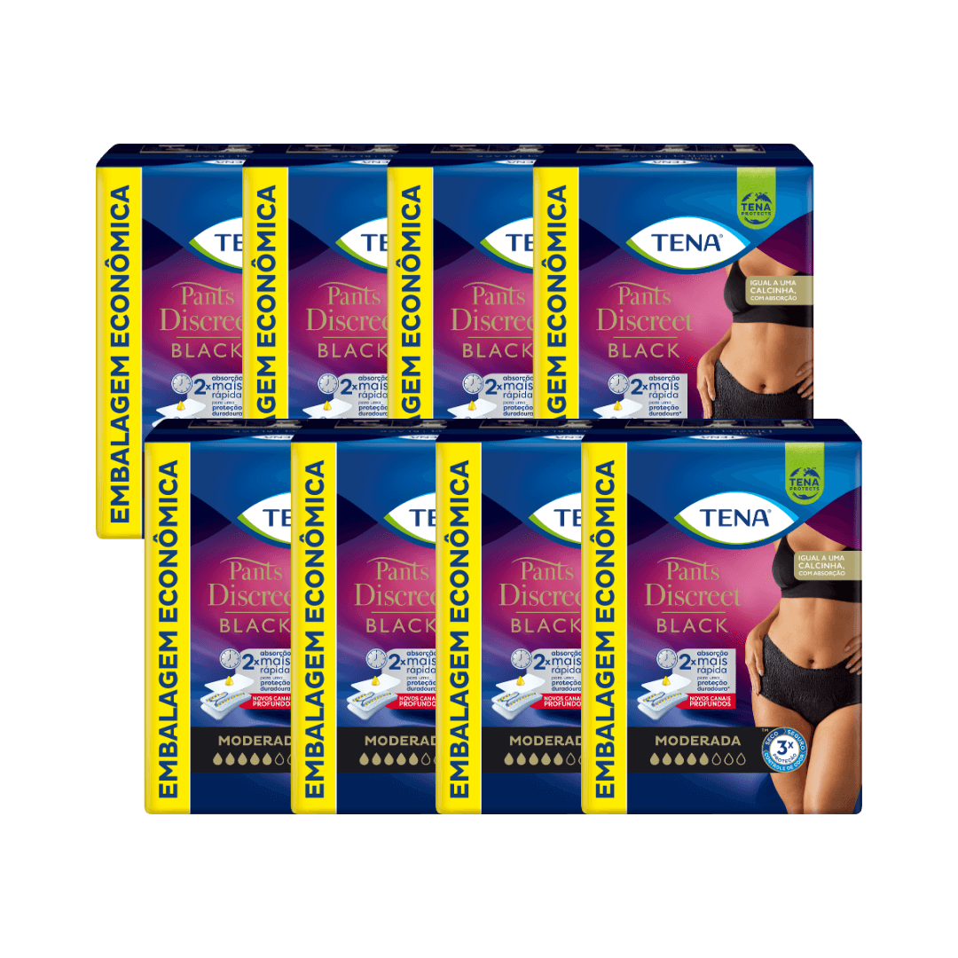 CAIXA COM 8 PACOTES DE ROUPA ÍNTIMA PANTS DISCREET BLACK